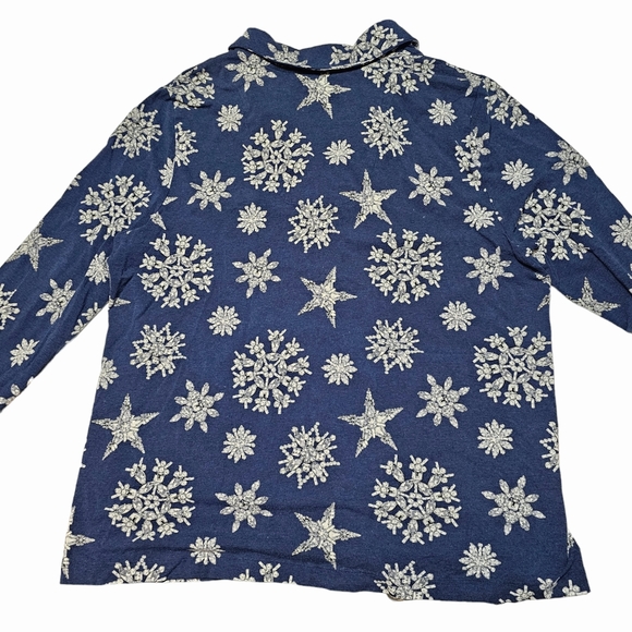 Soma Long Sleeve Button Up Snowflakes Top Bottom Pijama Set XL - Picture 6 of 11